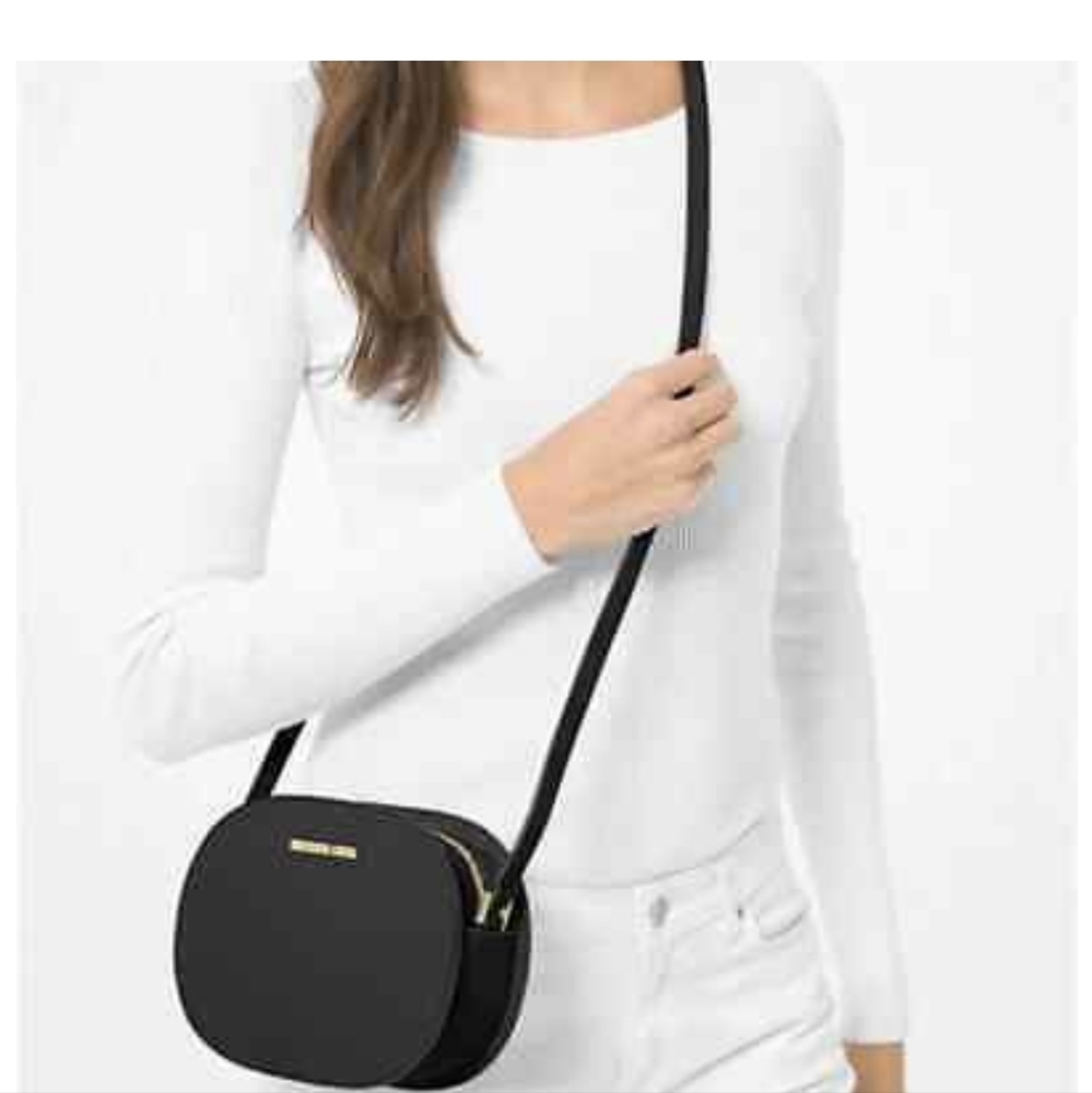 Michael Kors Set Travel Saffiano Leather Crossbody Bag Black - Picture 3 of 13